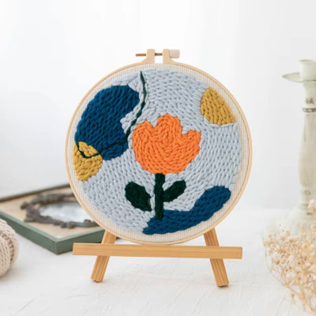 GATYZTORY Flowers Punch Needle Embroidery Starter Kits Embroidery Hoop Yarns For Adults Beginners Diy Gift Easy Handicraft