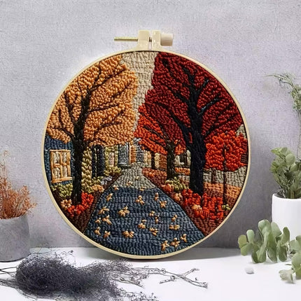 The Street Scenery Series Handmade DIY Embroidery Material Package Set Includes A 15-centimeter Embroidery Clip, Needle And Thre