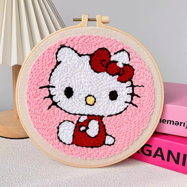 Punch Needle Embroidery Starter Kit Punch Needle Kits Cartoon Pattern Embroidery Pen For Adults Kids Beginner Gift Home Decor