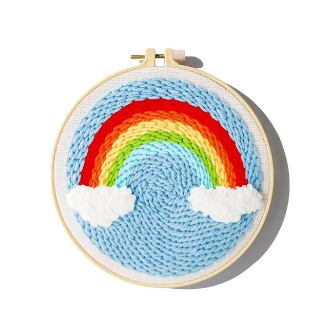 Simple Pattern Punch Needle Embroidery Kit for Beginners Kids DIY Needlework Wool Work Decorative Paintings Home Decor