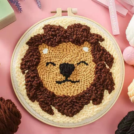 Funny Diy Punch Needle Embroidery Starter Kits For Beginner Adult Animal Handicrafts Poking Embroidery Yarn Painting Arts