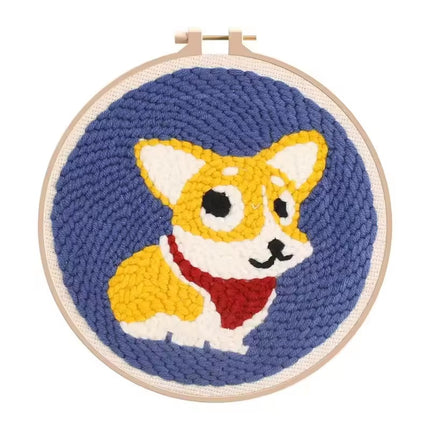 Punch Needle Kits for Beginners Adults Embroidery Punch Needle Starter Art Crafts Tools Animal Cute Dog DIY Gift for Women