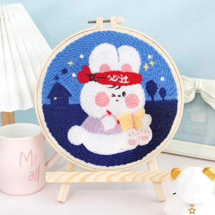 GATYZTORY 20x20cm Punch Needle Embroidery Starter Kits Cute Animal Pattern forBeginners Handcraft Punch Needle Needlework