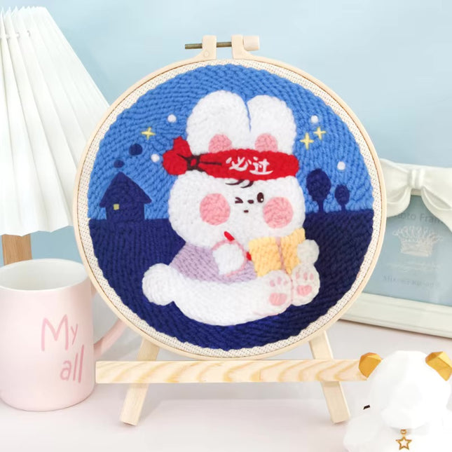GATYZTORY 20x20cm Punch Needle Embroidery Starter Kits Cute Animal Pattern forBeginners Handcraft Punch Needle Needlework