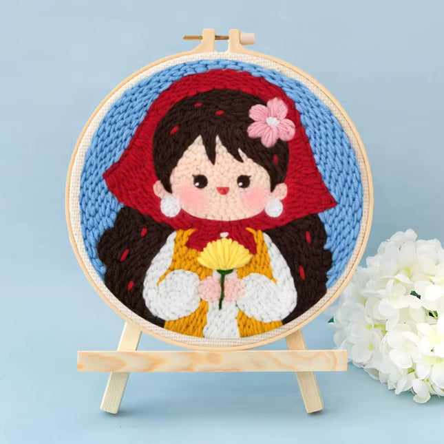 20x20cm Punch Needle Embroidery Starter Kits Rug Hooking Kit for Adults Beginners Handcraft Punch Needle Kits with Embroidery