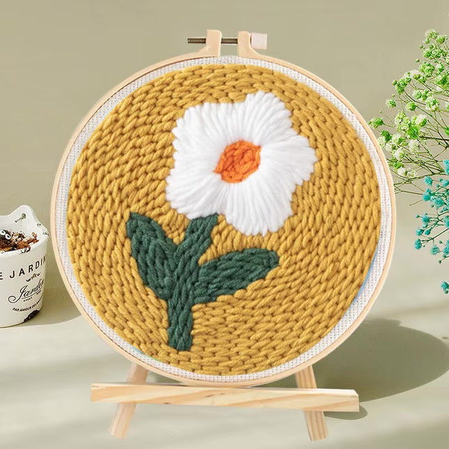 Sunflower Embroidery StarterKit Magic Punch Needle For Home Decoration European Style Instructions Cross Stitch Set With Hoops