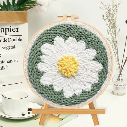 Sunflower Embroidery StarterKit Magic Punch Needle For Home Decoration European Style Instructions Cross Stitch Set With Hoops