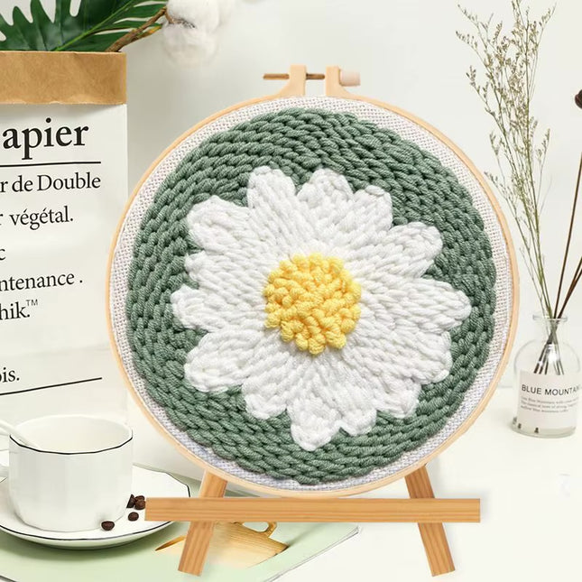 Sunflower Embroidery StarterKit Magic Punch Needle For Home Decoration European Style Instructions Cross Stitch Set With Hoops