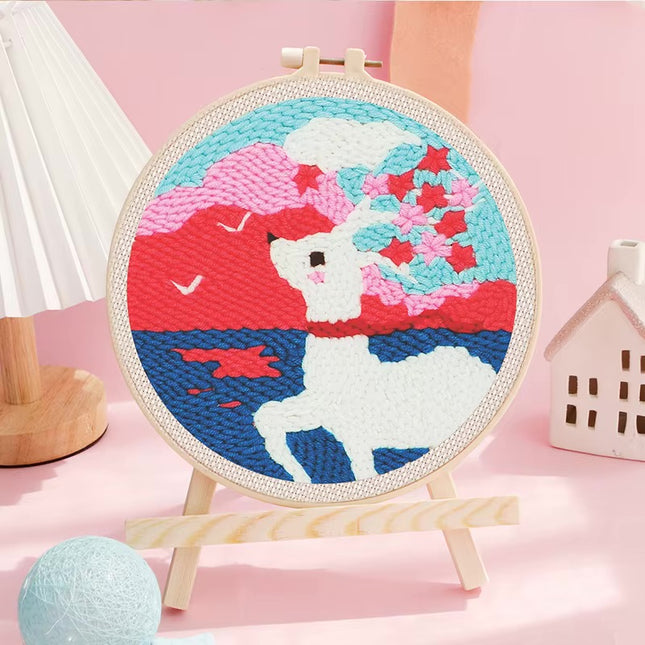 Punch Needle Paintings For Adult Embroidery Kit with Yarn DIY Needlework Animals Pattern Needlecraft For Beginner Funny Gift