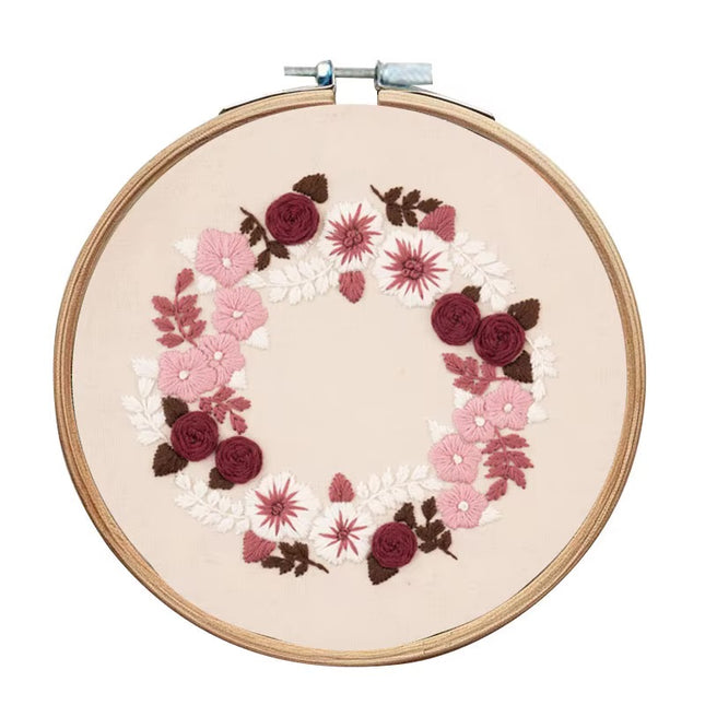 Wreath Embroidery Kit for Adult Cross Stitch Kits for Hand with Flower Patterns and Instructions DIY with Threads and Needles