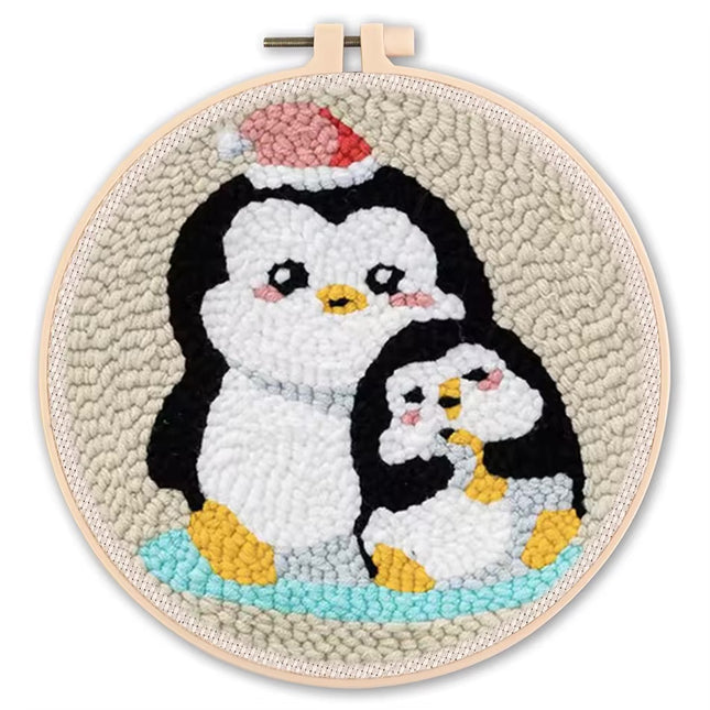 CHENISTORY Punch Needle Kits Adults Beginner DIY Cute and Unique Cartoon Animal Hoop Embroidery Set for Beginners Perfect Gifts