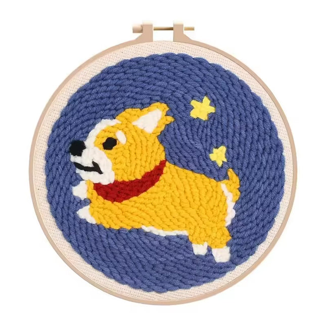 Punch Needle Kits for Beginners Adults Embroidery Punch Needle Starter Art Crafts Tools Animal Cute Dog DIY Gift for Women
