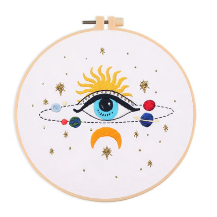 Eye Embroidery Starter kit with Patterns, DIY Adult Beginner Cross Stitch Kits, Including Colored Threads and Needles