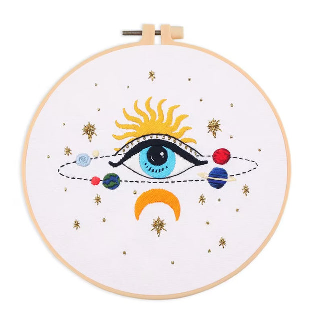 Eye Embroidery Starter kit with Patterns, DIY Adult Beginner Cross Stitch Kits, Including Colored Threads and Needles