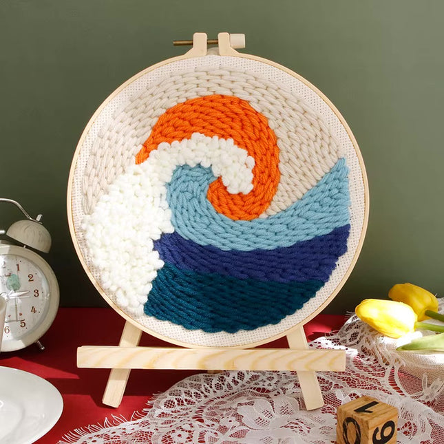 GATYZTORY DIY Landscape Pattern Punch Needle Embroidery Kit 20x20cm Frame Punch Set for Beginners Easy Handicraft DIY Decor Gift