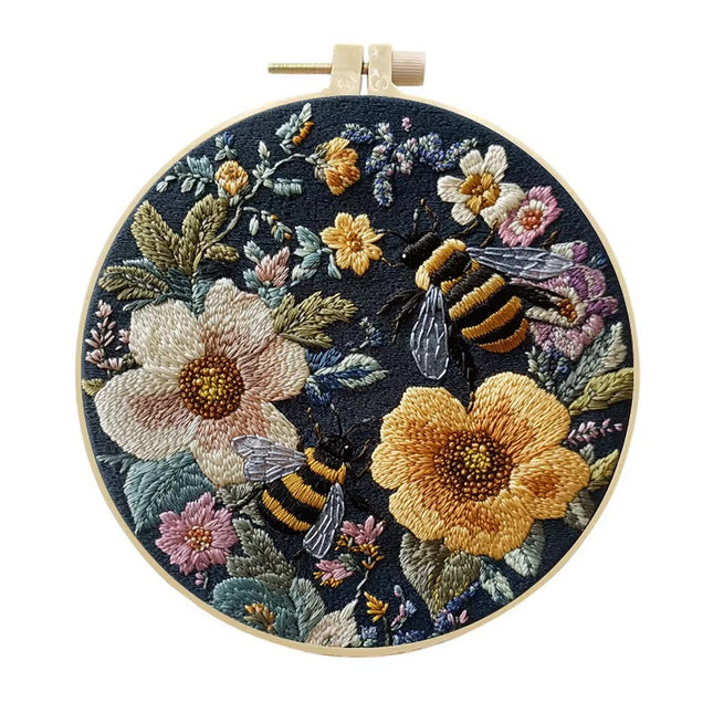 Bee Embroidery Kit for Adult Cross Stitch Kits for Hand with Animal Patterns and Instructions DIY with Threads and Needles