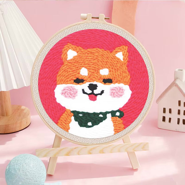 Punch Needle Paintings For Adult Embroidery Kit with Yarn DIY Needlework Animals Pattern Needlecraft For Beginner Funny Gift