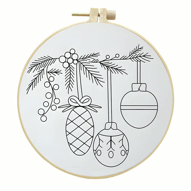 Christmas Embroidery Kit with Pattern and Instructions for Beginners with Embroidery Hoop Color Threads and Needles