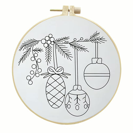 Christmas Embroidery Kit with Pattern and Instructions for Beginners with Embroidery Hoop Color Threads and Needles