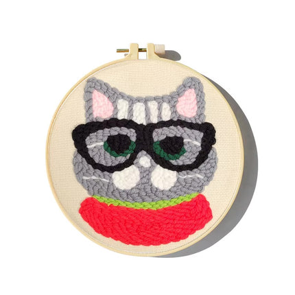 Lovely Yarn Animal Punch Needle Embroidery Kit with Yarn for Beginners DIY Needlework Wool Work Decorative Paintings Home Decor