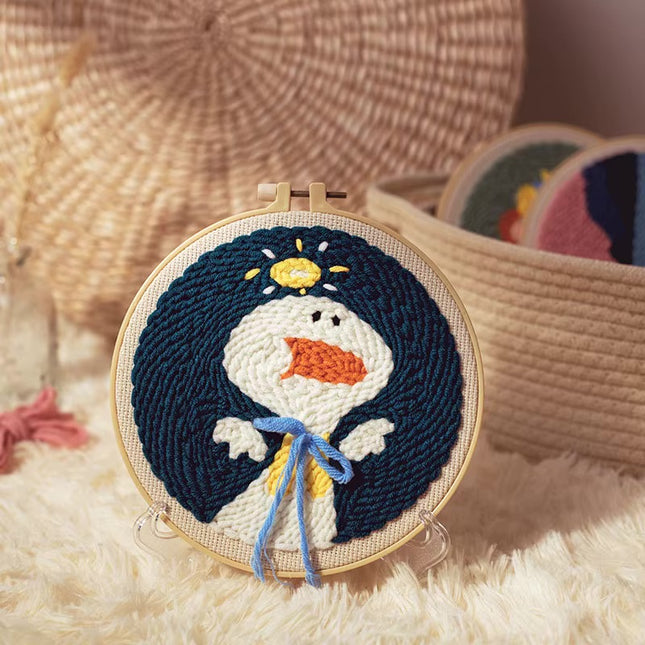 Lovely Yarn Animal Punch Needle Embroidery Kit with Yarn for Beginners DIY Needlework Wool Work Decorative Paintings Home Decor