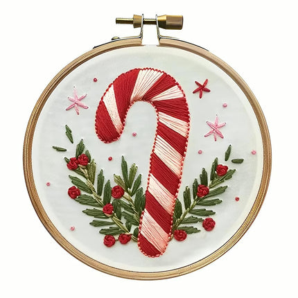 Christmas Cross Stitch Embroidery Kit Includes Embroidery Hoop Embroidery Cloth Threads DIY Embroidery Kit for Beginners Adults