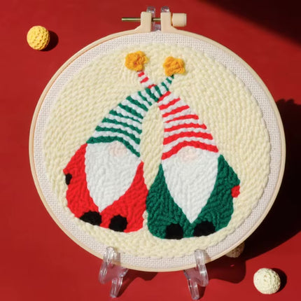 Xmas Punch Needle Embroidery Kit with Yarn for Beginners DIY Needlework Wool Work for Christmas Gift Home Decor