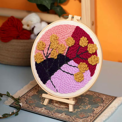 DIY Punch Needle Embroidery Kit with Yarn Floral Pattern Starter Kit Magic Tufting Set Poking Cross Stitch Tools For Knitting