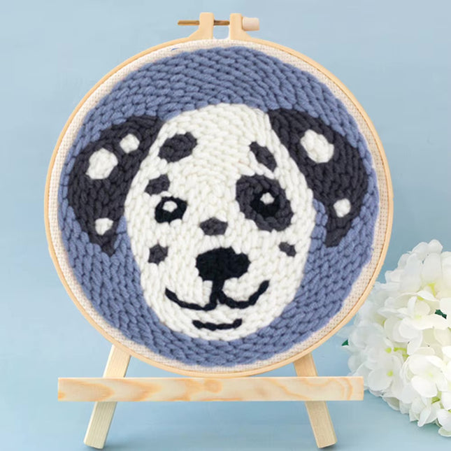 Animal Punch Needle Embroidery Set for Beginners Lovely Dog Punch Needle Poke DIY Needlework Wool Sewing Kit Home Decor