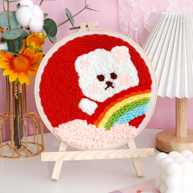 Magic Embroidery Needle Kit Animal Punch Needle Starter Set for Beginner Cartoon Rug Hooking Beginner Kit DIY Craft Rug x