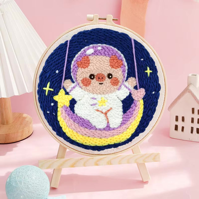GATYZTORY punch embroidery needle set Cute astronaut crafts supplies adults punch needle package embroidery and creativity Knit