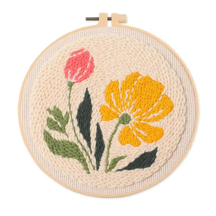 Punch Needle Embroidery Flower Butterfly Bird Punch Needle Kit with Stamped Cloth  Instructions Yarn Needle Kit for DIY Work