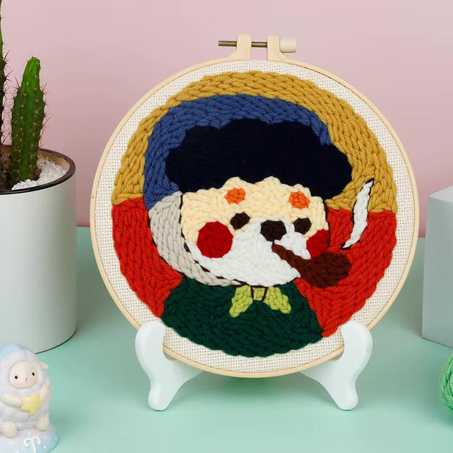 DIY Punch Needle Embroidery Kit for Adults Beginners Punch Needle DIY Craft Set with Cute Cartoon Animal for Handmade Decor