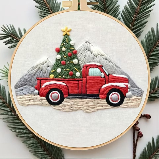 1 high-quality new Christmas series pattern DIY embroidery set material package. The set includes needles, threads, embroidery s