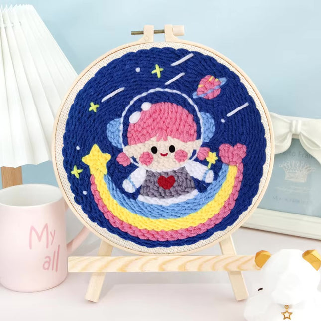 GATYZTORY punch embroidery needle set Cute astronaut crafts supplies adults punch needle package embroidery and creativity Knit