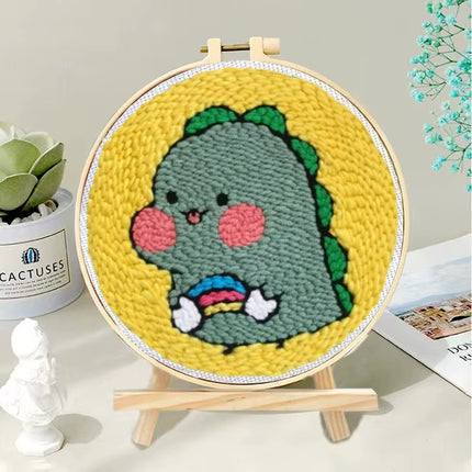 Magic Embroidery Needle Kit Animal Punch Needle Starter Set for Beginner Cartoon Rug Hooking Beginner Kit DIY Craft Rug x
