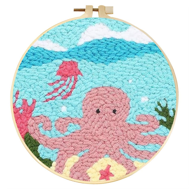 Punch Needle Kits for Beginners Adults Embroidery Punch Needle Starter Craft Tools Ocean Life Theme DIY Wall Art Gift for Women