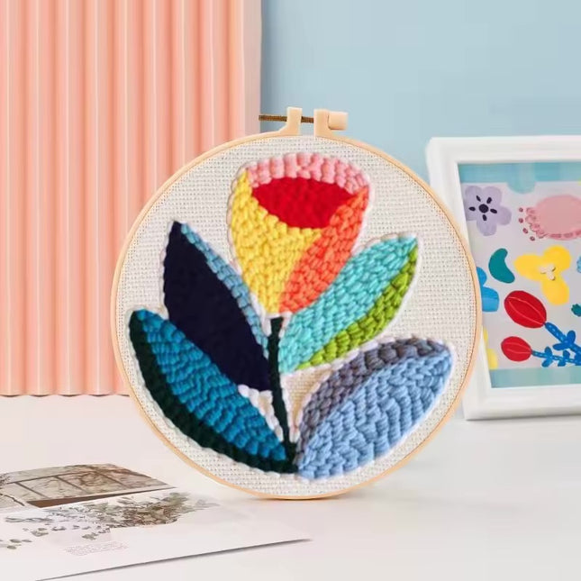 Punch Needle Embroidery Starter Kits Flowers Magic Needle For Embroidery Tool Set Embroidery Fabric Yarn Kit Home Decor
