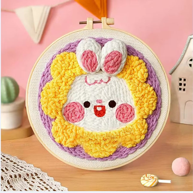 DIY Punch Needle Embroidery Kit for Adults Beginners Punch Needle DIY Craft Set with Cute Cartoon Animal for Handmade Decor