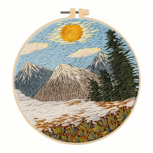 Merry Christmas Needlework Embroidery Kit with Pattern Cotton Threads Needles Hoop Handmade Sewing Art Craft Kit for Adults