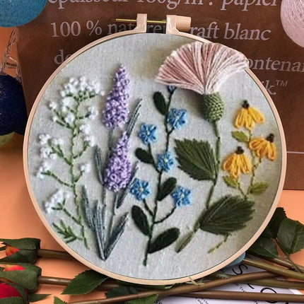 European Style Needle Punch Embroidery Kits Embroidery Hoop Stitch Practice Needle Thread DIY Crafts Ornament Sewing Accessories
