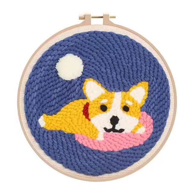 Punch Needle Kits for Beginners Adults Embroidery Punch Needle Starter Art Crafts Tools Animal Cute Dog DIY Gift for Women
