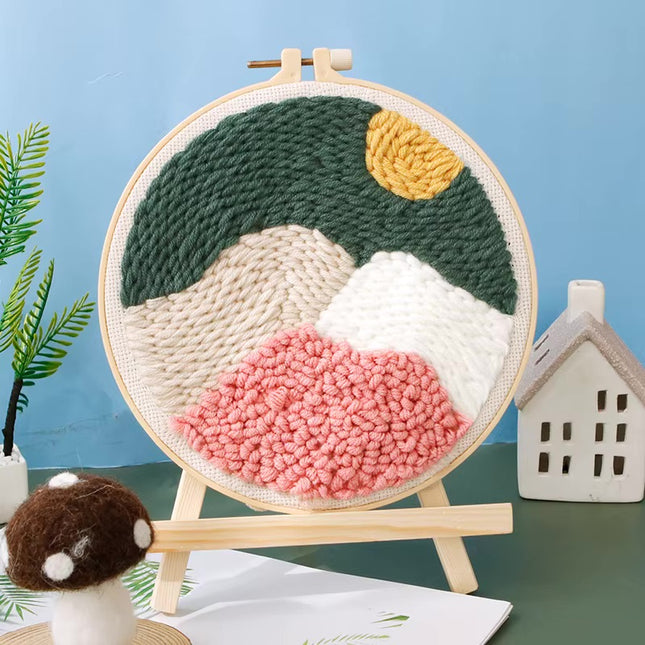 CHENISTORY-Punch Needle Embroidery Landscape Kits Sewing Kit Needlework Cross Stitch Beginner Kits For Adult Funny Embroidery