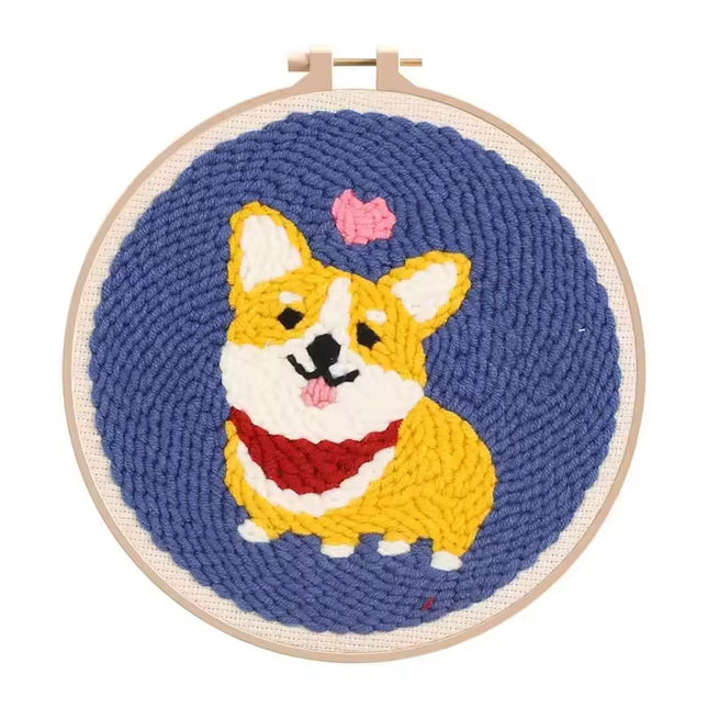 Punch Needle Kits for Beginners Adults Embroidery Punch Needle Starter Art Crafts Tools Animal Cute Dog DIY Gift for Women