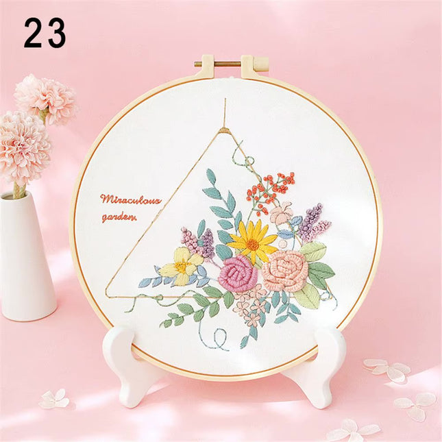 Embroidery Kit for Beginners and Embroidery Enthusiasts - Includes Floral Landscape with Thread Needles Summer Craft DIY Tool