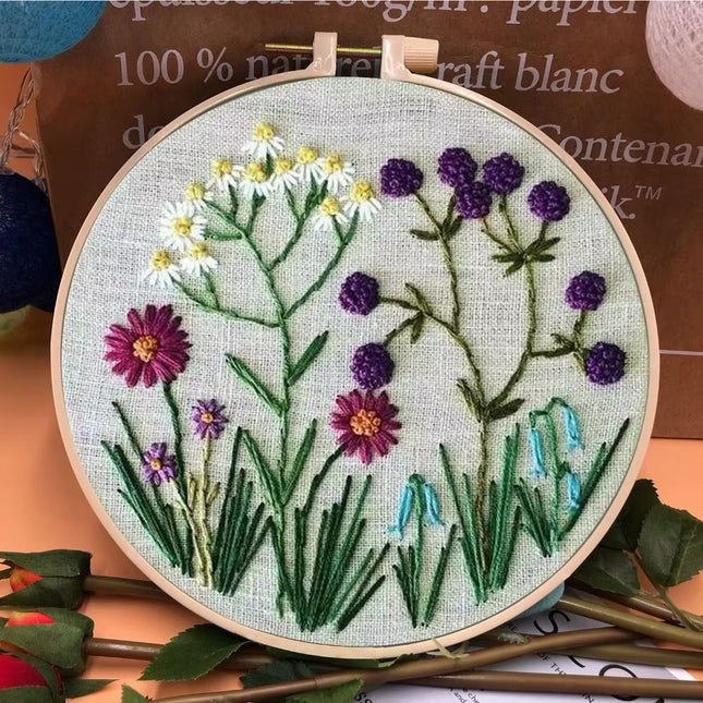 European Style Needle Punch Embroidery Kits Embroidery Hoop Stitch Practice Needle Thread DIY Crafts Ornament Sewing Accessories