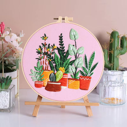 Summer Plant Garden Embroidery Kit with EN Instructions,Thread, Stamped Cloth,Needle for DIY Room Decor