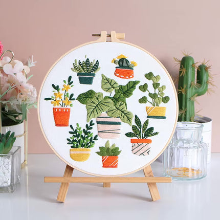 Summer Plant Garden Embroidery Kit with EN Instructions,Thread, Stamped Cloth,Needle for DIY Room Decor