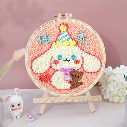 GATYZTORY 20x20cm Punch Needle Embroidery Starter Kits Cute Animal Pattern forBeginners Handcraft Punch Needle Needlework
