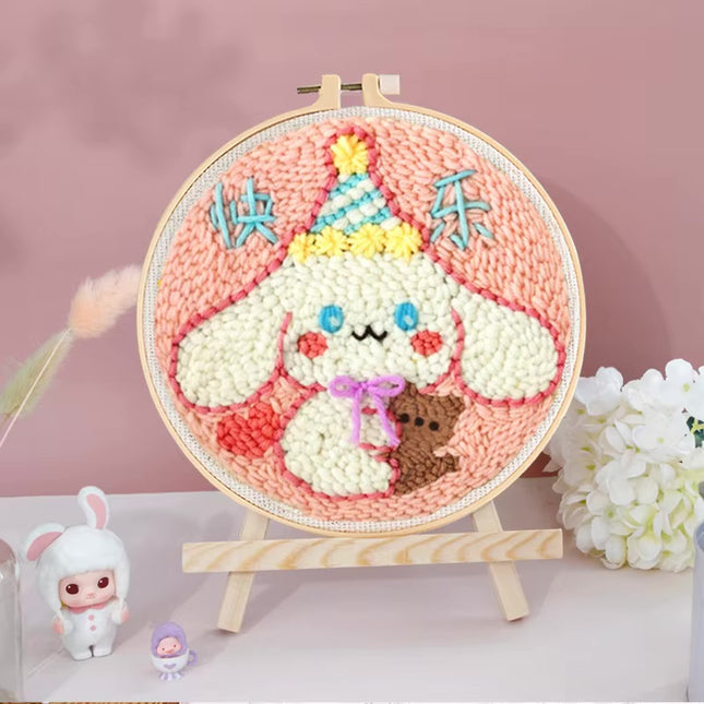 GATYZTORY 20x20cm Punch Needle Embroidery Starter Kits Cute Animal Pattern forBeginners Handcraft Punch Needle Needlework